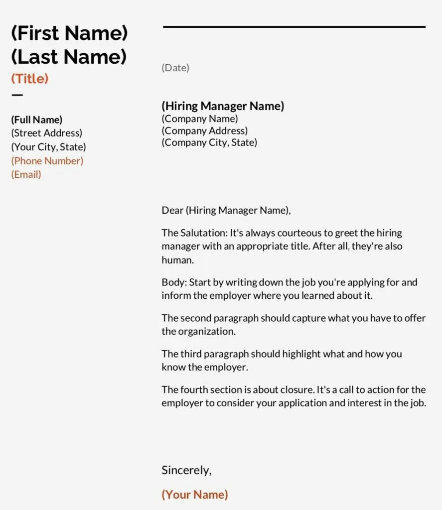 cover letter template